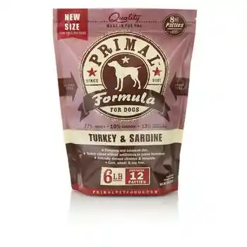 Primal Dog Raw Turkey & Sardines Patties 6 Lbs