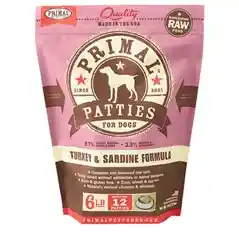 Primal Dog Raw Turkey & Sardines Patties 6 Lbs